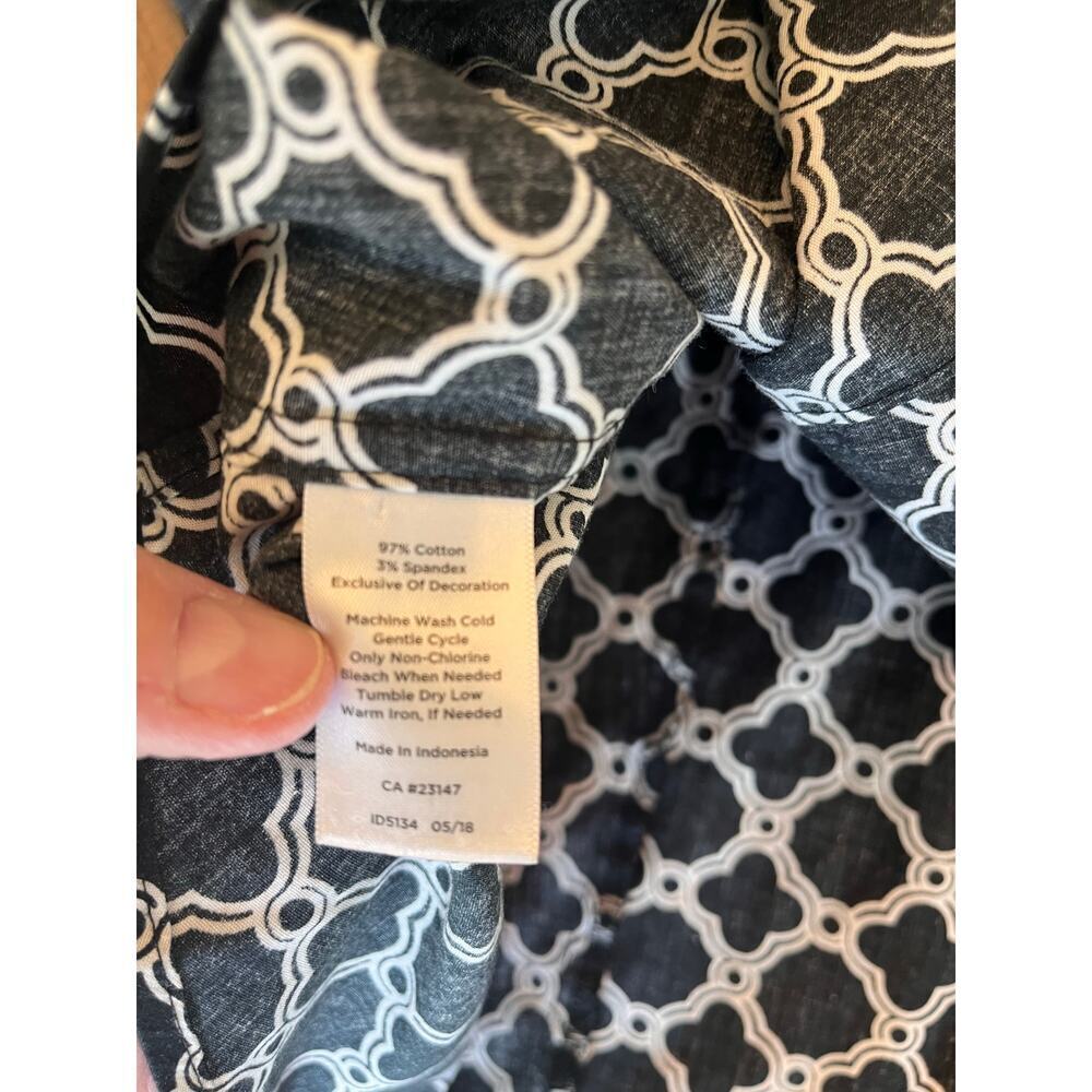 Talbots Woman Top Blouse 22W Plus Black White Short Sleeve Non Iron Geometric - Picture 7 of 9